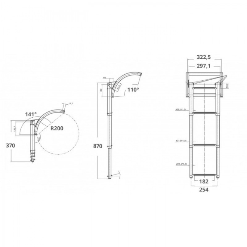 Gumatic Merdevine Teleskopske merdevine za gumeni čamac - 3 stepenika - SF32125-11
